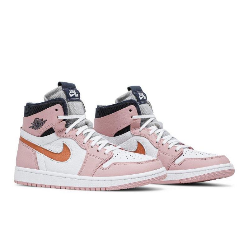 Air Jordan 1 High Zoom Vaaleanpunainenki Valkoinen Harmaa Musta Naisten Kengät