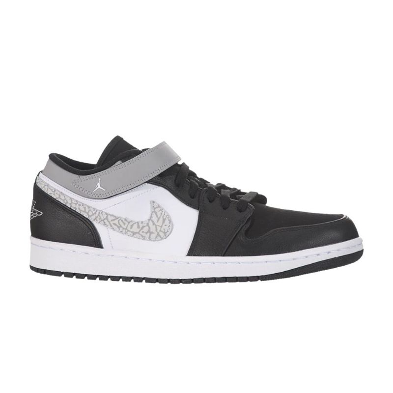 Air Jordan 1 Hihna Matalat Mustat Hopeavalkoiset Miesten Kengät