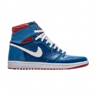 Air Jordan 1 Kenkäkirurgi Anthony Davis Röyhelöi Korkeavalkoisia Sinisiä Vaaleanpunaisia Miesten Kenkiä