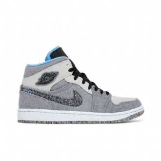 Air Jordan 1 Keskiharmaa Sininen Musta Miesten Kengät