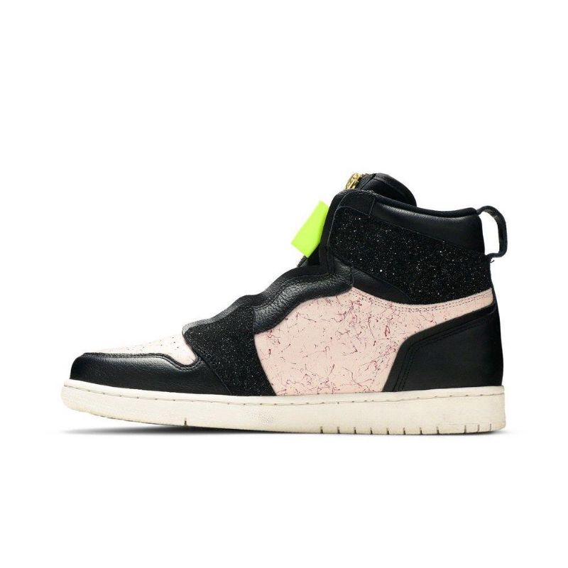 Air Jordan 1 Korkea Vetoketju Musta Vaaleanpunainen Kultainen Naisten Kengät