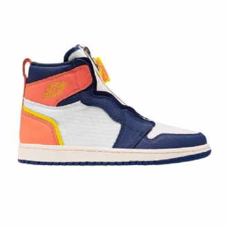 Air Jordan 1 Korkea Vetoketju Valkoinen Sininen Oranssi Keltainen Naisten Kengät