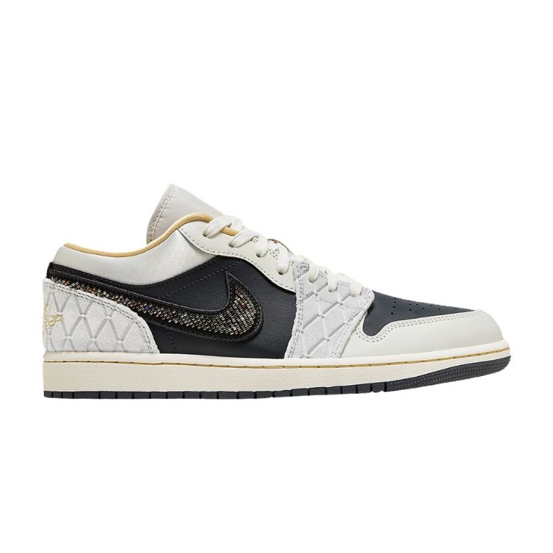 Air Jordan 1 Low Se Harmaa Musta Kultainen Miesten Kengät