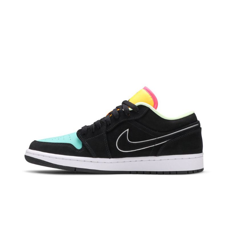 Air Jordan 1 Low Se Musta Vihreä Oranssi Vaaleanpunainen Miesten Kengät