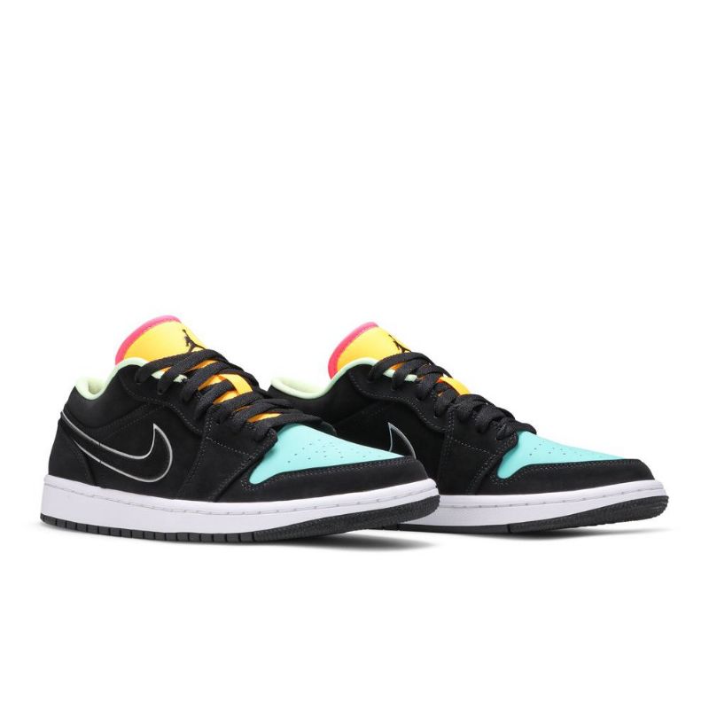 Air Jordan 1 Low Se Musta Vihreä Oranssi Vaaleanpunainen Miesten Kengät
