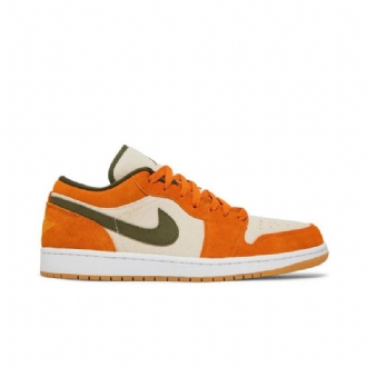 Air Jordan 1 Low Se Valkoinen Oliivinvihreä Oranssi Miesten Kengät