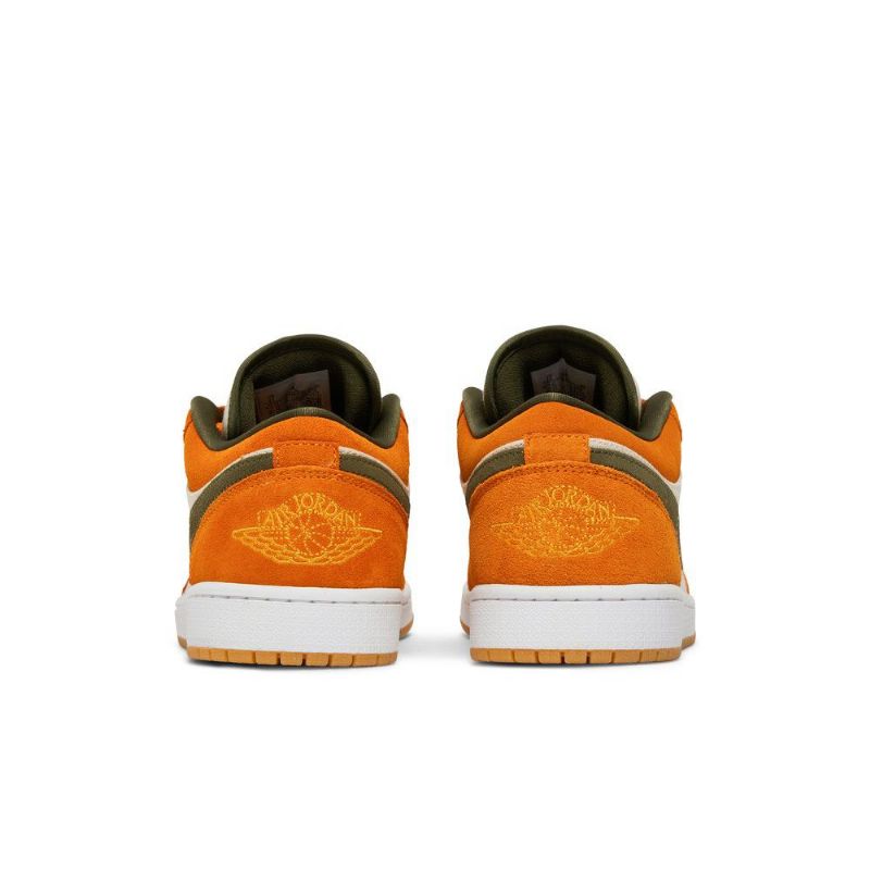 Air Jordan 1 Low Se Valkoinen Oliivinvihreä Oranssi Miesten Kengät