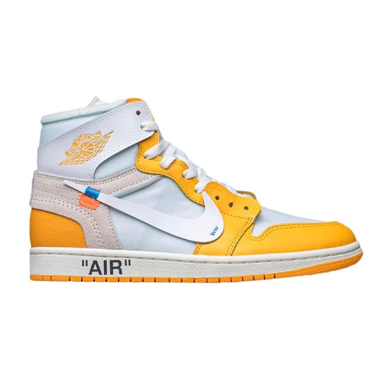 Air Jordan 1 Luonnonvalkoiset Retro Korkeat Ja Valkoiset Keltaiset Harmaat Miesten Kengät