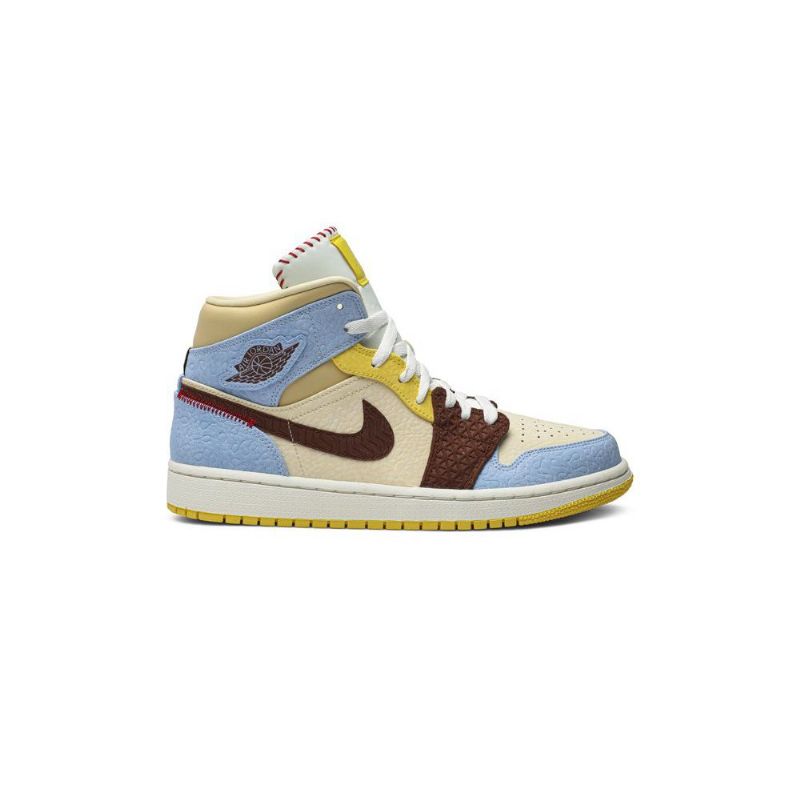 Air Jordan 1 Maison Chateau Rouge Mid Se Sininen Ruskea Beige Miesten Kengät