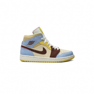 Air Jordan 1 Maison Chateau Rouge Mid Se Sininen Ruskea Beige Miesten Kengät