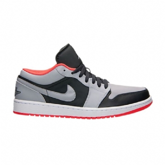 Air Jordan 1 Matala Harmaa Musta Punainen Valkoinen Miesten Kengät
