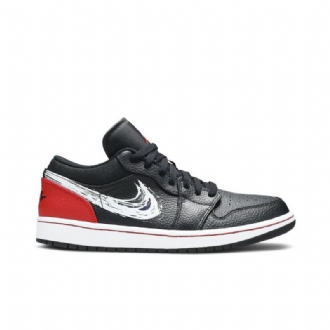 Air Jordan 1 Matala Musta Punainen Hopea Valkoinen Miesten Kengät