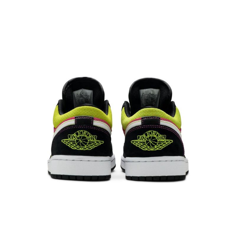Air Jordan 1 Matala Musta Valkoinen Vaaleanpunainen Vihreä Miesten Kengät