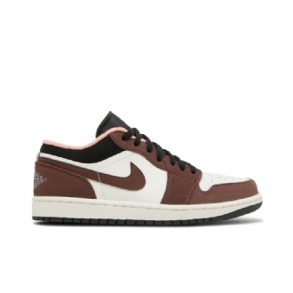Air Jordan 1 Matala Ruskea Valkoinen Musta Vaaleanpunainen Miesten Kengät