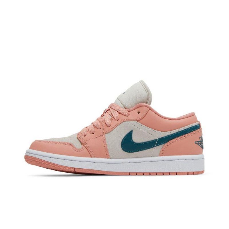 Air Jordan 1 Matala Vaaleanpunainen Harmaa Vihreä Naisten Kengät
