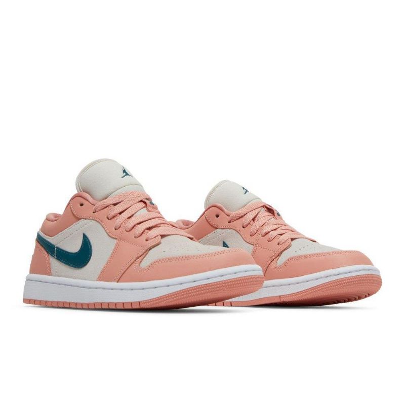 Air Jordan 1 Matala Vaaleanpunainen Harmaa Vihreä Naisten Kengät