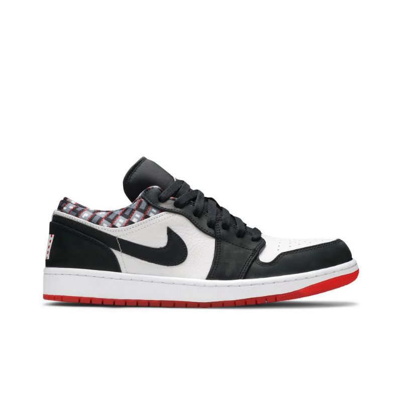 Air Jordan 1 Matala Valkoinen Musta Punainen Miesten Kengät