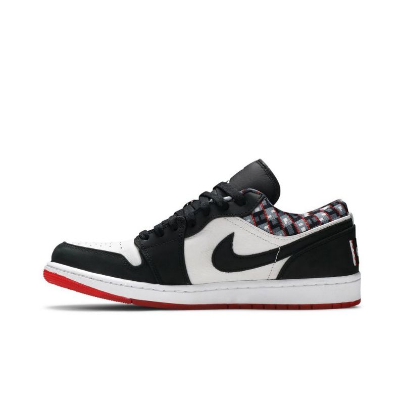 Air Jordan 1 Matala Valkoinen Musta Punainen Miesten Kengät
