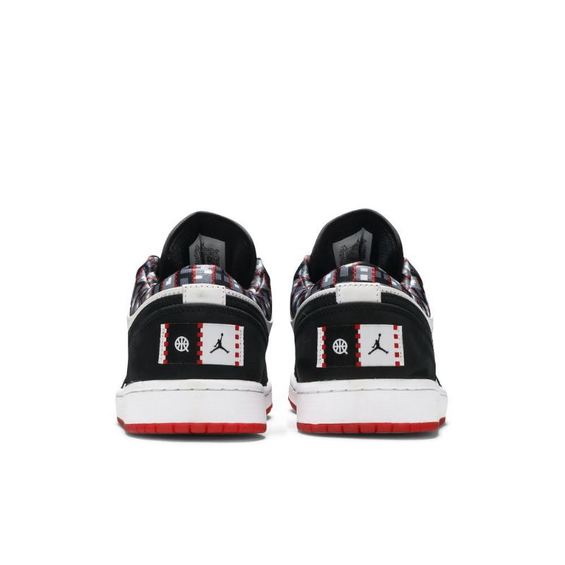 Air Jordan 1 Matala Valkoinen Musta Punainen Miesten Kengät
