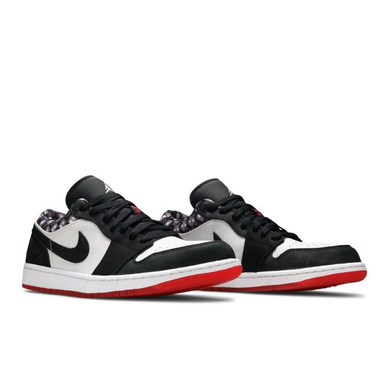 Air Jordan 1 Matala Valkoinen Musta Punainen Miesten Kengät