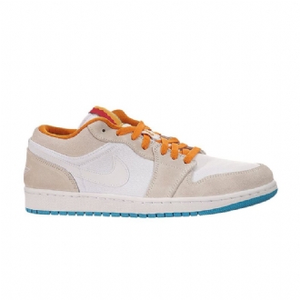 Air Jordan 1 Matala Valkoinen Oranssi Beige Miesten Kengät
