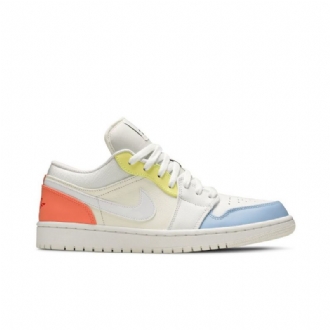 Air Jordan 1 Matala Valkoinen Sininen Keltainen Vaaleanpunainen Miesten Kengät