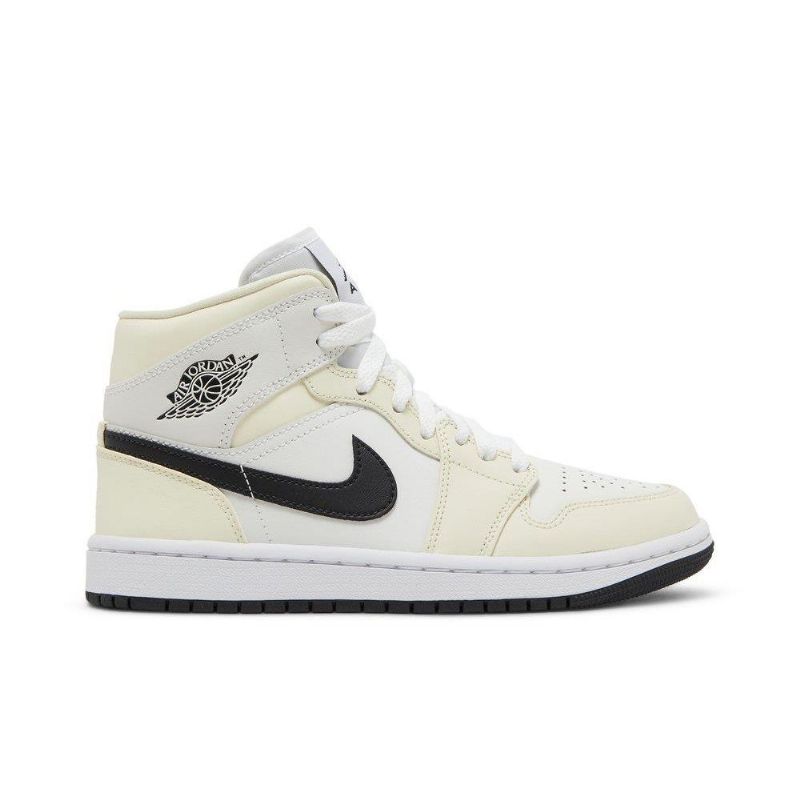 Air Jordan 1 Mid Beige Mustavalkoiset Naisten Kengät