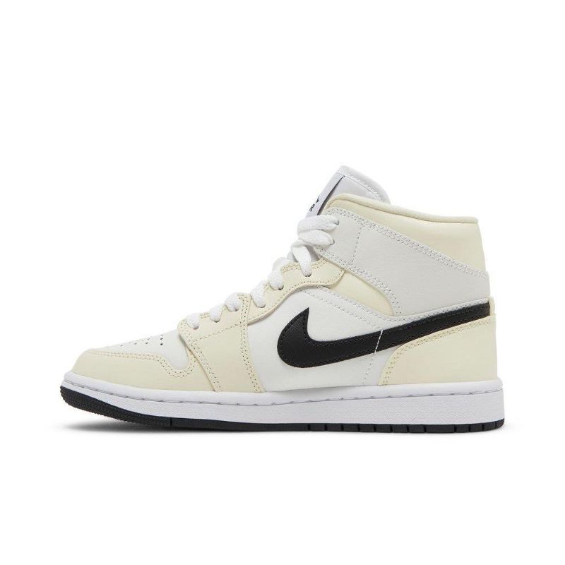 Air Jordan 1 Mid Beige Mustavalkoiset Naisten Kengät
