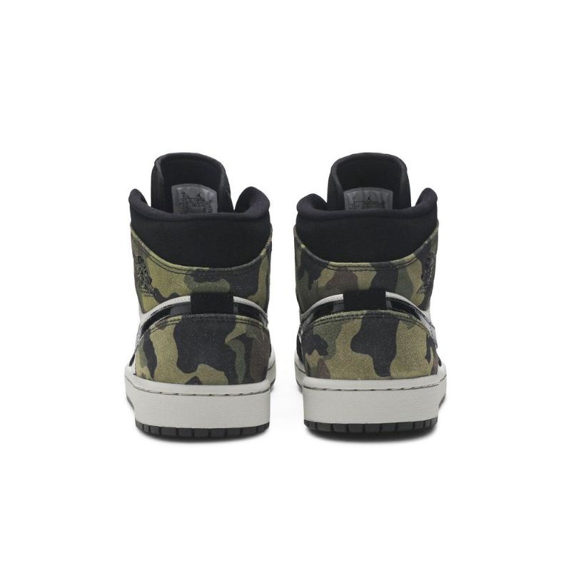 Air Jordan 1 Mid Beigen Mustat Vihreät Miesten Kengät