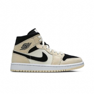 Air Jordan 1 Mid Khaki Mustavalkoiset Naisten Kengät