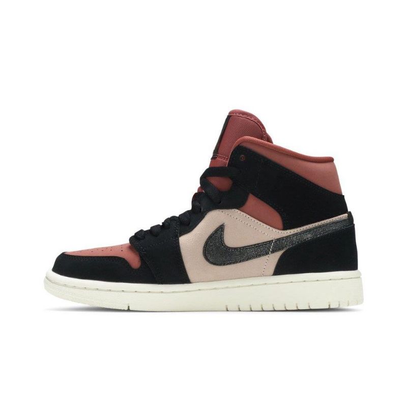 Air Jordan 1 Mid Musta Bordeaux Beige Naisten Kengät