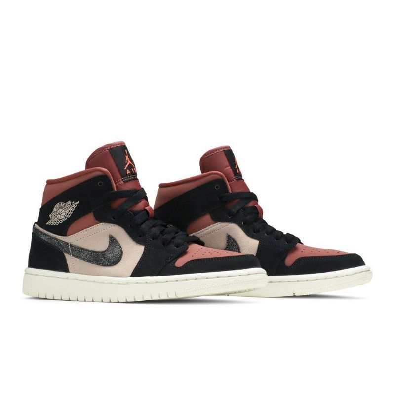 Air Jordan 1 Mid Musta Bordeaux Beige Naisten Kengät