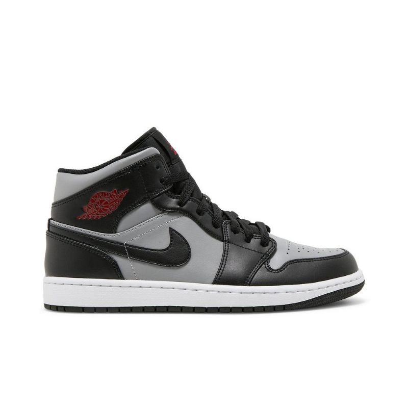 Air Jordan 1 Mid Musta Harmaa Punainen Valkoinen Miesten Kengät