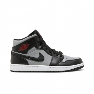 Air Jordan 1 Mid Musta Harmaa Punainen Valkoinen Miesten Kengät