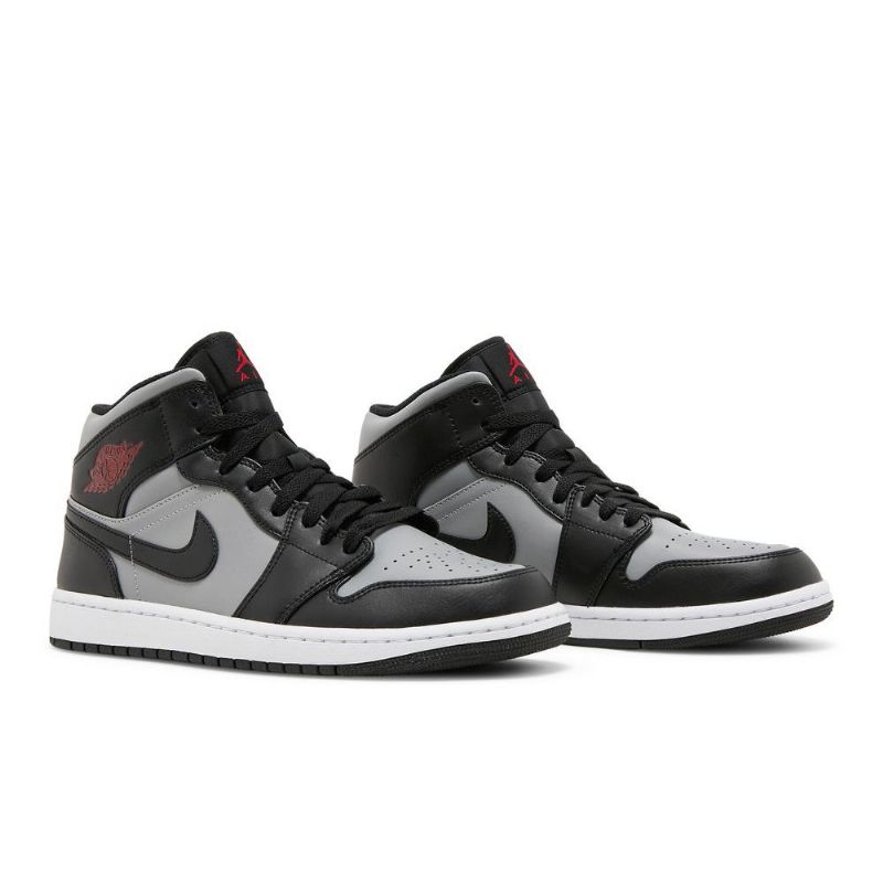 Air Jordan 1 Mid Musta Harmaa Punainen Valkoinen Miesten Kengät