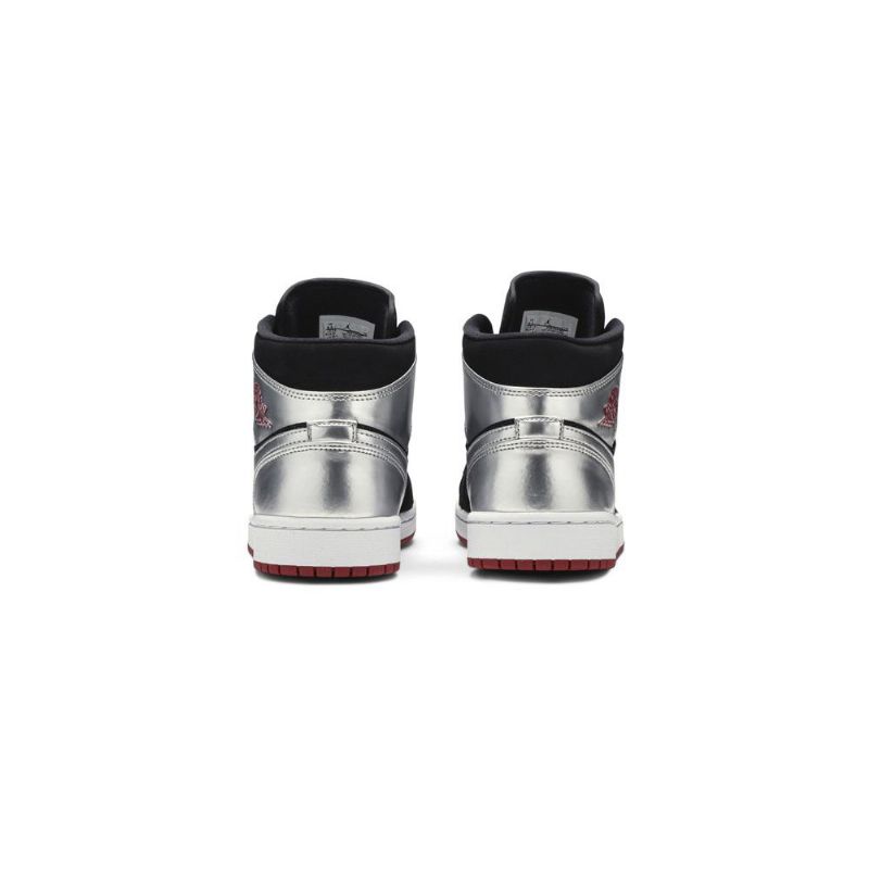 Air Jordan 1 Mid Musta Hopeanpunaiset Miesten Kengät