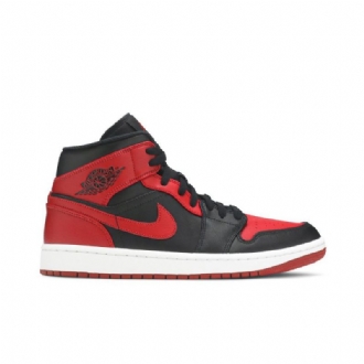 Air Jordan 1 Mid Musta Punainen Valkoinen Miesten Kengät