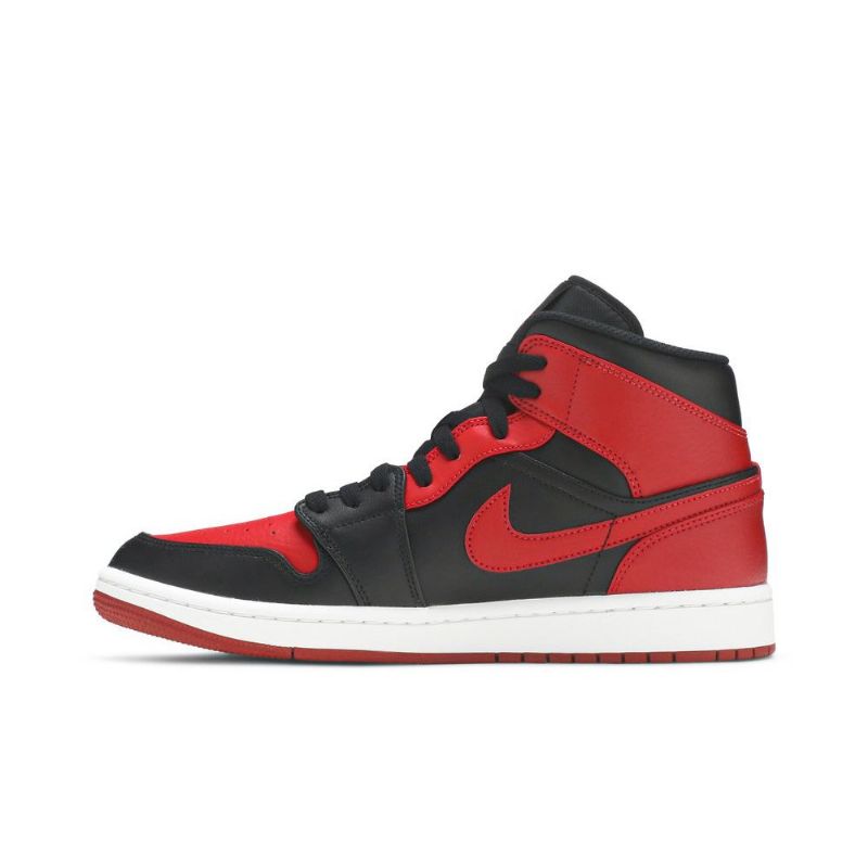 Air Jordan 1 Mid Musta Punainen Valkoinen Miesten Kengät