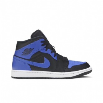 Air Jordan 1 Mid Musta Sininen Valkoinen Miesten Kengät