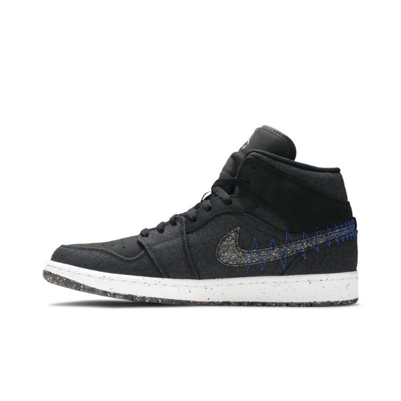Air Jordan 1 Mid Musta Sininen Valkoinen Miesten Kengät