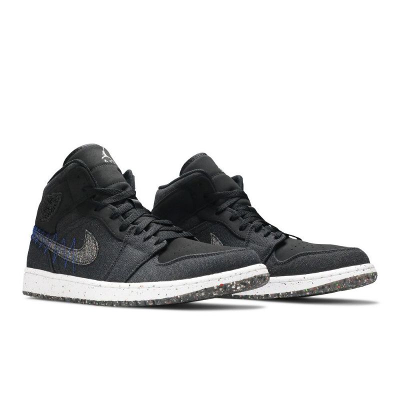 Air Jordan 1 Mid Musta Sininen Valkoinen Miesten Kengät