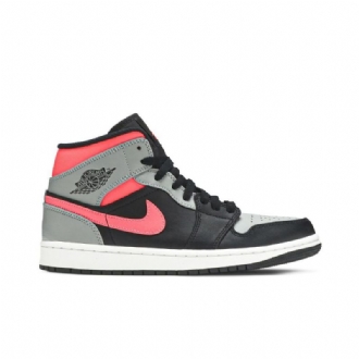 Air Jordan 1 Mid Musta Vaaleanpunainen Valkoinen Miesten Kengät