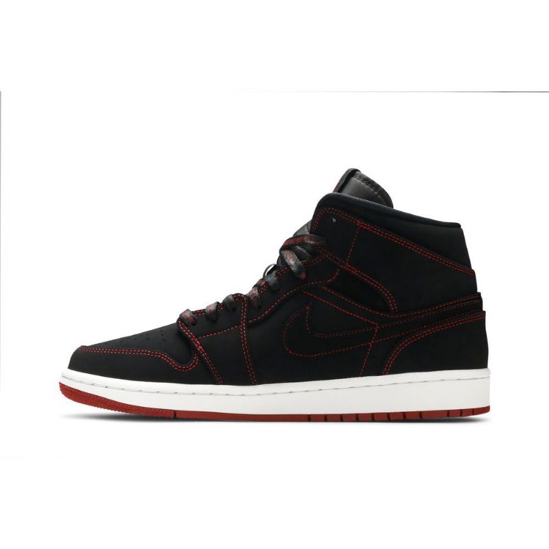 Air Jordan 1 Mid Musta Valkoinen Punainen Miesten Kengät