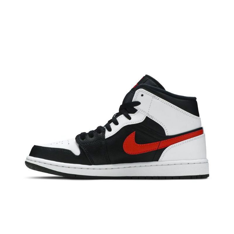 Air Jordan 1 Mid Musta Valkoinen Punainen Miesten Kengät