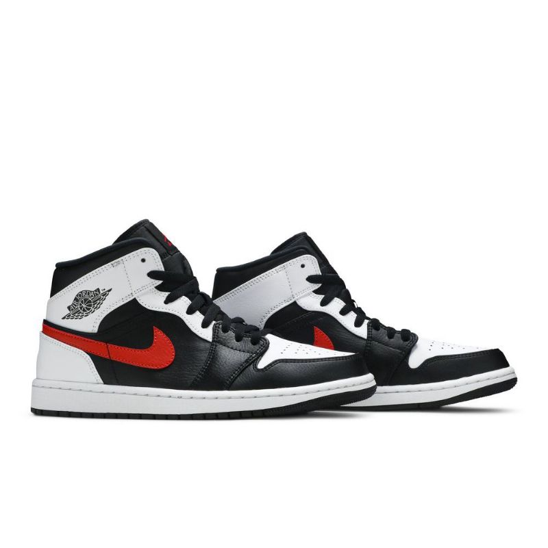 Air Jordan 1 Mid Musta Valkoinen Punainen Miesten Kengät