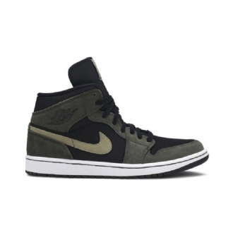 Air Jordan 1 Mid Oliivinvihreät Mustat Naisten Kengät