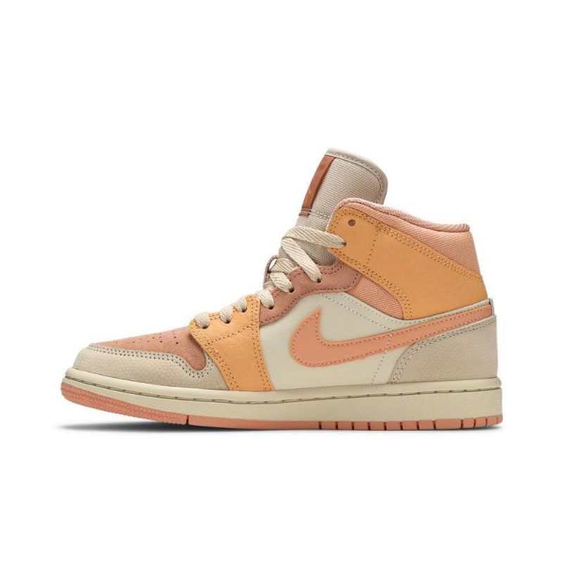 Air Jordan 1 Mid Oranssi Vaaleanpunainen Khaki Naisten Kengät