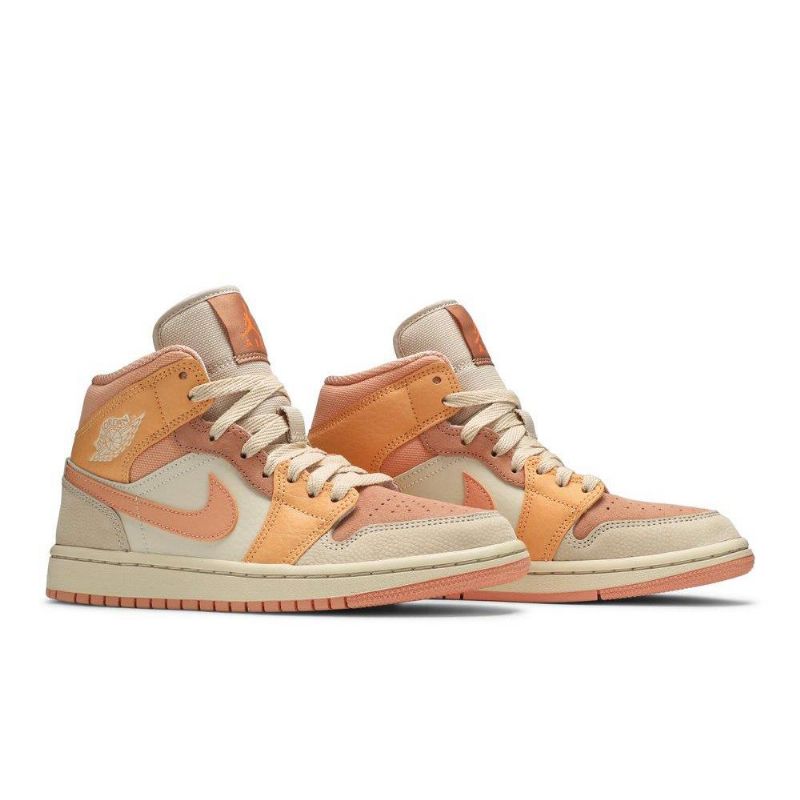 Air Jordan 1 Mid Oranssi Vaaleanpunainen Khaki Naisten Kengät