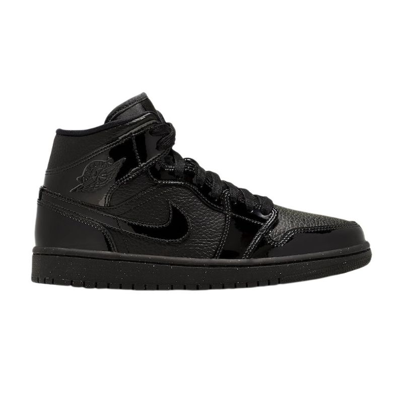 Air Jordan 1 Mid Patent Mustat Naisten Kengät