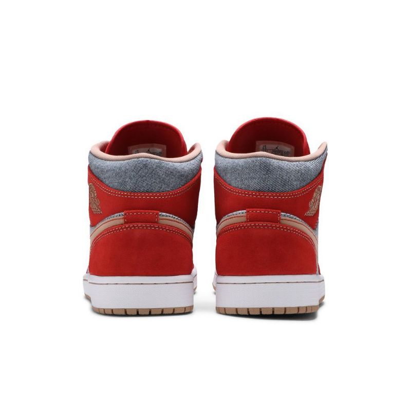 Air Jordan 1 Mid Punainen Harmaa Valkoinen Miesten Kengät